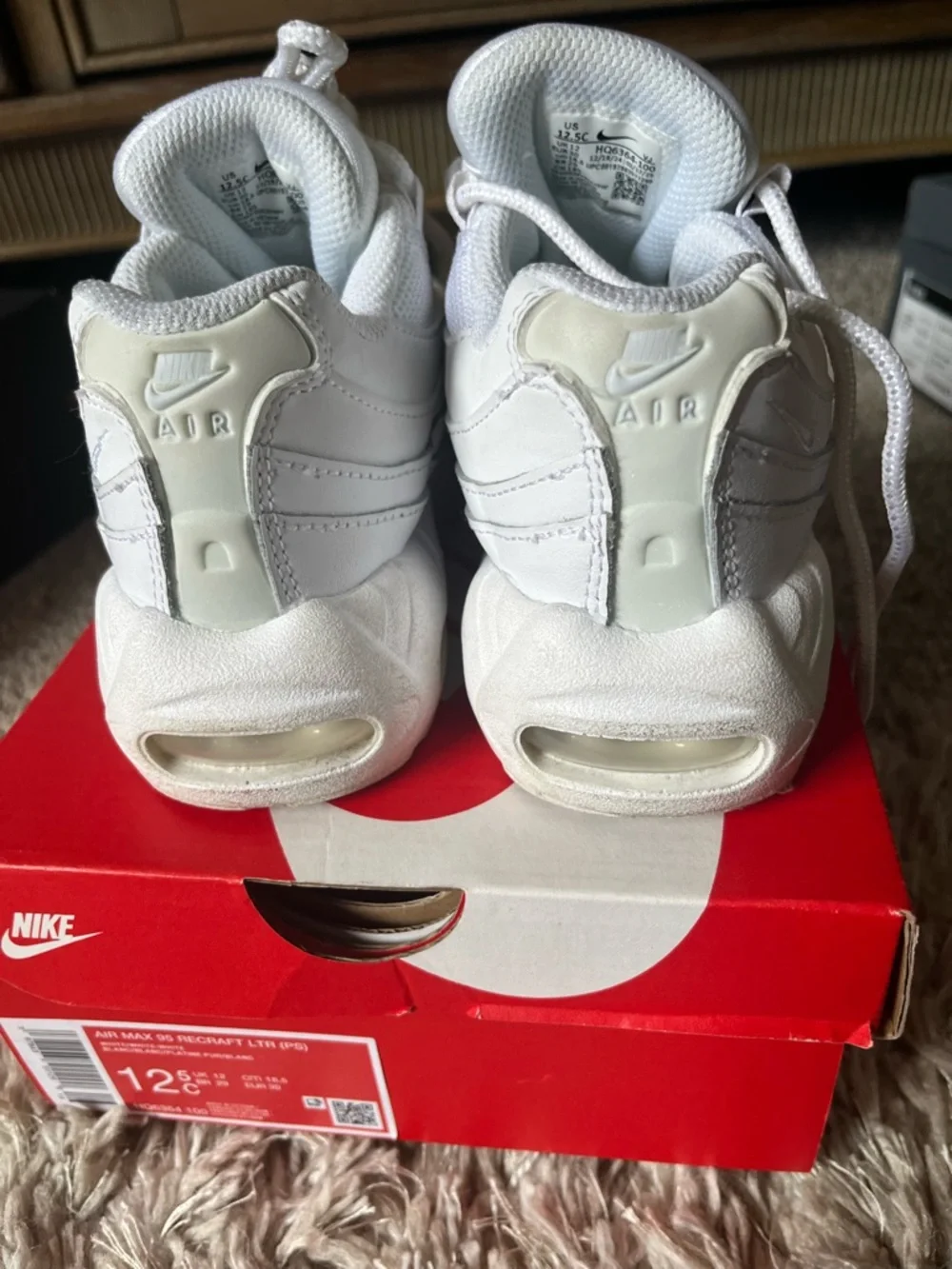 Nike White Kids' Air Max Mesh & Leather Sneakers